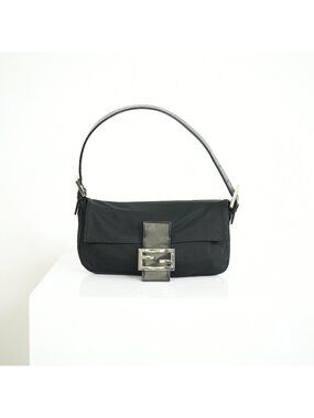 Fendi Black Nylon Baguette Shoulder Bag